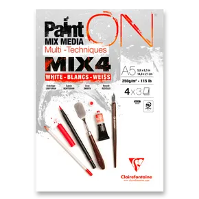 Clairefontaine Paint'ON Mix4 Block - A5, 12 Blatt, 250 g